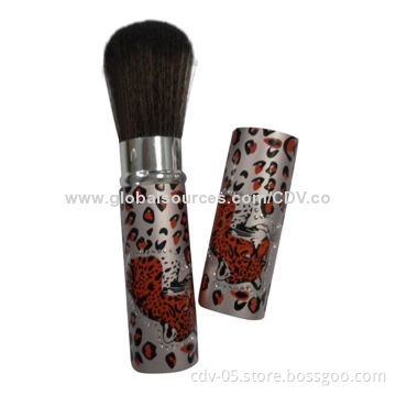 Individual retractable makeup brushes, made of aluminum ferrule & handle with great synthetic hair